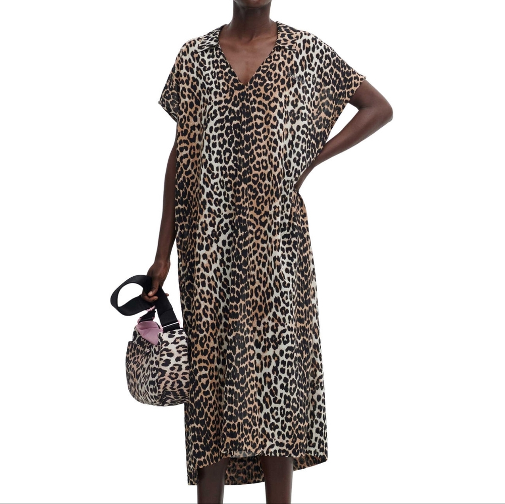 GANNI Beach Kaftan Cheetah